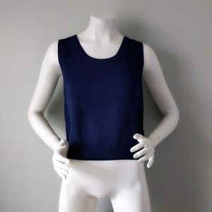St. John Santana Knit Navy Sleeveless Tank Sweater S